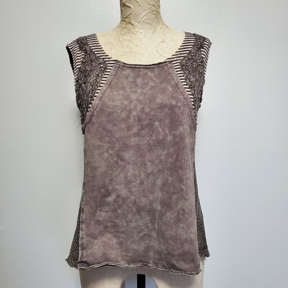 Gimmicks By Bke Brown Gray Open Back Scoop Neck To